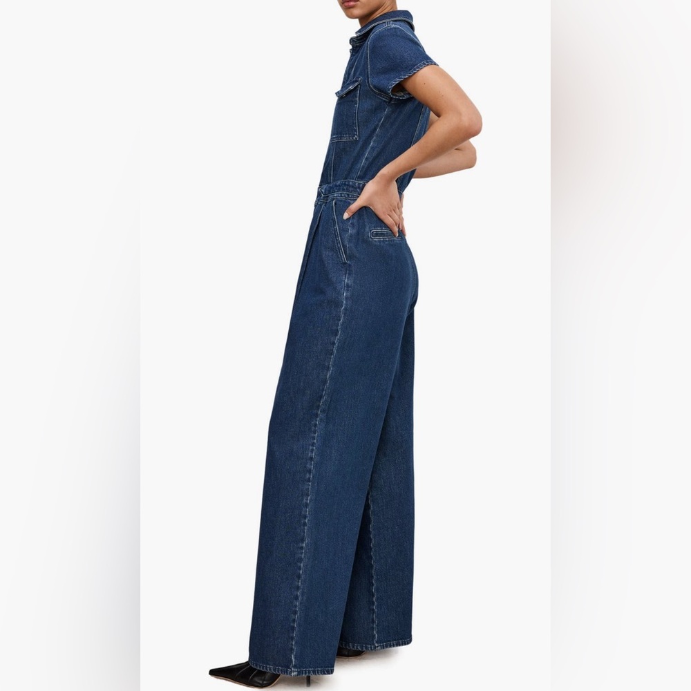 GOOD AMERICAN Fit for Success Pleated Wide Leg Jumpsuit - Picture 3 of 5